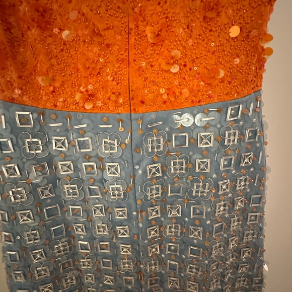 Des Phemmes Orange and Blue Sequin Mini Dress NWT - Picture 4 of 8